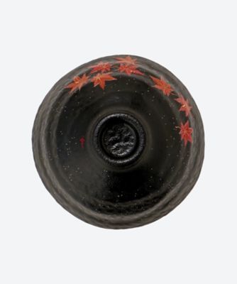 硝胎漆器抹茶碗　月に紅葉蒔絵