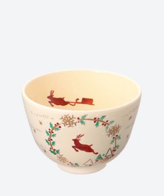 ＜加藤起楽＞色絵　クリスマスリース　茶碗