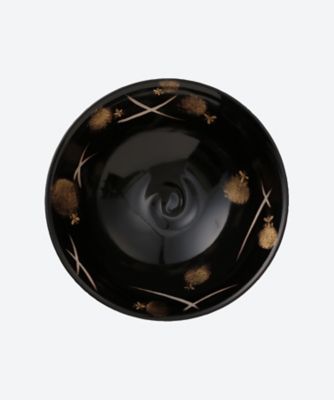 黒釉　蛍平茶碗
