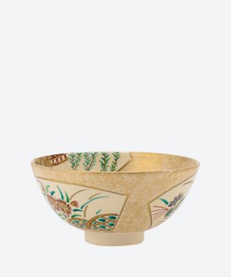 金砂子　扇面　平茶碗