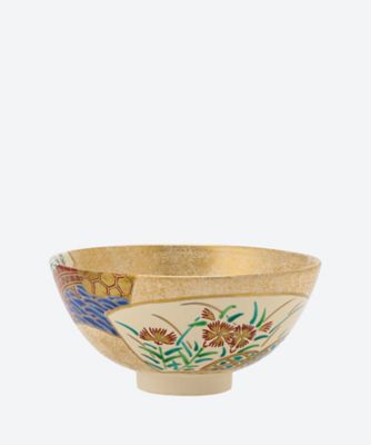 金砂子　扇面　平茶碗