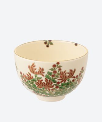 色絵　群生菊ノ画　茶碗