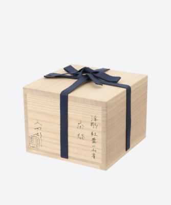 浮彫　紅葉に山雀　茶碗