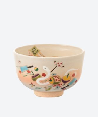 ＜小倉寅介＞御本手　正月玩具　茶碗