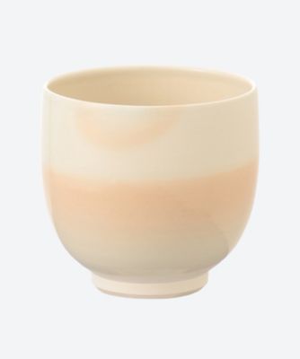 色絵　槍梅　筒茶碗