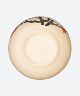 色絵　槍梅　筒茶碗