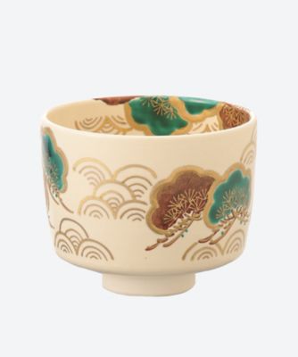 青海波に松　筒茶碗