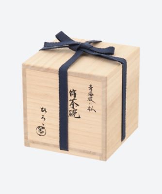 青海波に松　筒茶碗