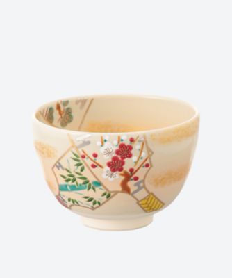＜加藤起楽＞色絵　羽子板　茶碗