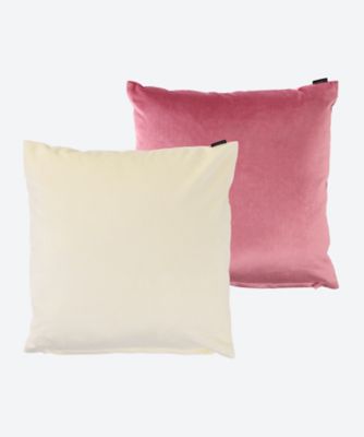 ＜FISCHBACHER1819＞ベルベットクッションカバー２枚セット　Ａ　アイボリー／ローズピンク