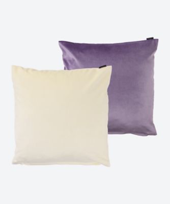 ＜FISCHBACHER1819＞ベルベットクッションカバー２枚セット　Ｃ　アイボリー／パープル