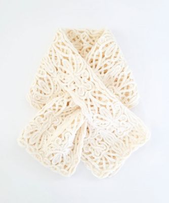 NIIGATA 越品/ニイガタ エッピン 五泉之田中刺繍 差し込みショートマフラー ダマスク柄 オフホワイト スカーフ・ショール【三越伊勢丹/公式】