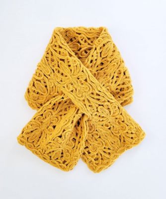 NIIGATA 越品/ニイガタ エッピン 五泉之田中刺繍 差し込みショートマフラー ダマスク柄 サフランイエロー スカーフ・ショール【三越伊勢丹/公式】