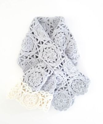 NIIGATA 越品/ニイガタ エッピン 五泉之田中刺繍 差し込みショートマフラー 万華鏡柄 ライトグレー×オフホワイト スカーフ・ショール【三越伊勢丹/公式】