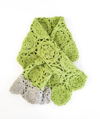 NIIGATA 越品/ニイガタ エッピン 五泉之田中刺繍 差し込みショートマフラー 万華鏡柄 グリーンイエロー×ベージュ スカーフ・ショール【三越伊勢丹/公式】