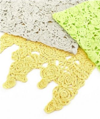 【越品】五泉之田中刺繍　花柄オーガニックコットンショートストール