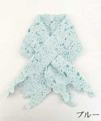 【越品】五泉之田中刺繍　花柄オーガニックコットンショートストール