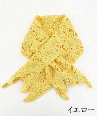 【越品】五泉之田中刺繍　花柄オーガニックコットンショートストール