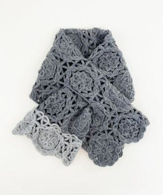 NIIGATA 越品/ニイガタ エッピン 五泉之田中刺繍 差し込みショートマフラー 万華鏡柄 チャコール×グレー スカーフ・ショール【三越伊勢丹/公式】