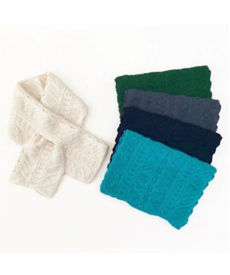 ＜NIIGATA 越品＞【越品】五泉之田中刺繍　ケーブル柄ウールショートマフラー