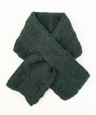 NIIGATA 越品/ニイガタ エッピン 五泉之田中刺繍 ケーブル柄ウールショートマフラー チャコール スカーフ・ショール【三越伊勢丹/公式】