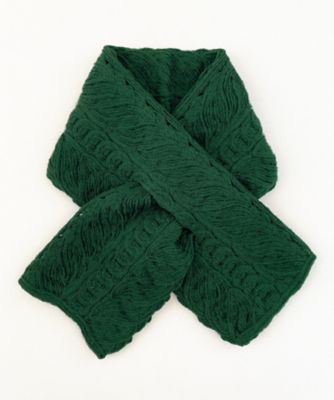 NIIGATA 越品/ニイガタ エッピン 五泉之田中刺繍 ケーブル柄ウールショートマフラー ディープグリーン スカーフ・ショール【三越伊勢丹/公式】