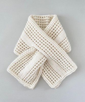 NIIGATA 越品/ニイガタ エッピン 五泉之田中刺繍 差し込みショートマフラー ストライプ柄ウールアルパカショートマフラー ホワイト スカーフ・ショール【三越伊勢丹/公式】