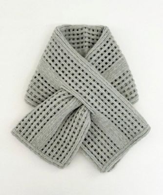 NIIGATA 越品/ニイガタ エッピン 五泉之田中刺繍 差し込みショートマフラー ストライプ柄ウールアルパカショートマフラー ライトグレー スカーフ・ショール【三越伊勢丹/公式】