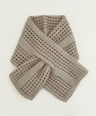 NIIGATA 越品/ニイガタ エッピン 五泉之田中刺繍 差し込みショートマフラー ストライプ柄ウールアルパカショートマフラー ベージュ スカーフ・ショール【三越伊勢丹/公式】