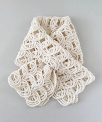 NIIGATA 越品/ニイガタ エッピン 五泉之田中刺繍 差し込みショートマフラー ループ柄ウールアルパカショートマフラー ホワイト スカーフ・ショール【三越伊勢丹/公式】