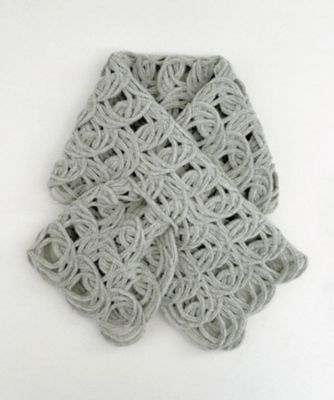 NIIGATA 越品/ニイガタ エッピン 五泉之田中刺繍 差し込みショートマフラー ループ柄ウールアルパカショートマフラー ライトグレー スカーフ・ショール【三越伊勢丹/公式】