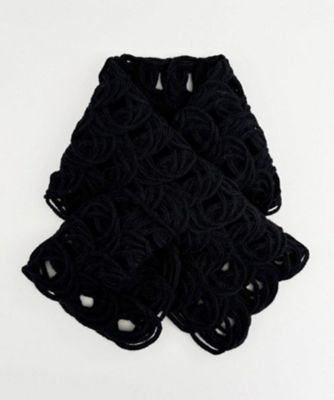 NIIGATA 越品/ニイガタ エッピン 五泉之田中刺繍 差し込みショートマフラー ループ柄ウールアルパカショートマフラー ブラック スカーフ・ショール【三越伊勢丹/公式】