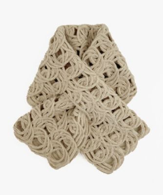 NIIGATA 越品/ニイガタ エッピン 五泉之田中刺繍 差し込みショートマフラー ループ柄ウールアルパカショートマフラー ベージュ スカーフ・ショール【三越伊勢丹/公式】