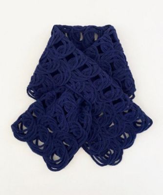 NIIGATA 越品/ニイガタ エッピン 五泉之田中刺繍 差し込みショートマフラー ループ柄ウールアルパカショートマフラー ネイビー スカーフ・ショール【三越伊勢丹/公式】