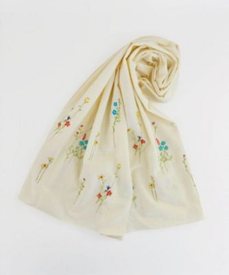 【越品】五泉之田中刺繍　フラワー刺繍ストール