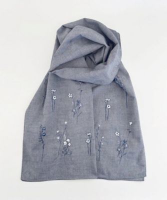 【越品】五泉之田中刺繍　フラワー刺繍ストール