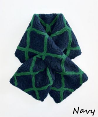 越品】五泉之田中刺繍 モロッカン柄差し込みショートマフラー