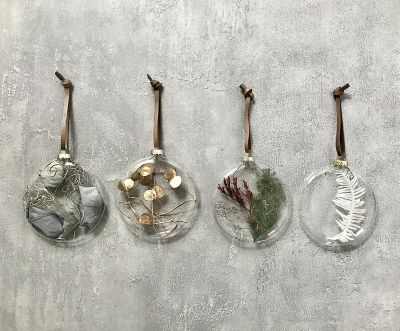 ＜PACOS＞【クリスマスおまとめ】ボタニカルチャイムオーナメント（グレー）４点セット