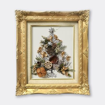 ＜PACOS＞ホーリーレターフラワー（ツリー／ゴールド）エイシェントゴールドウッドフレーム　Ｆ３号