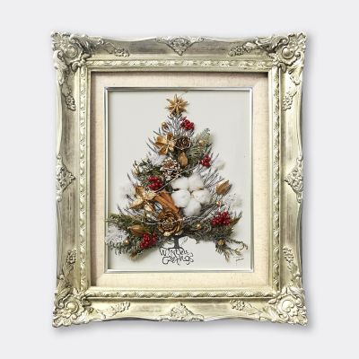 ＜PACOS＞ホーリーレターフラワー（ツリー／レッド）エイシェントシャンパンウッドフレーム　Ｆ３号