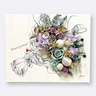 ＜PACOS＞レターフラワー（お昼寝ネコｗｉｎｔｅｒ　ｇｒｅｅｔｉｎｇｓ　／　ラベンダーミストグリーン）Ｆ３号