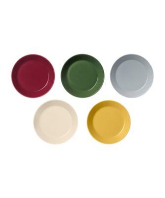 ＜iittala＞ティーマ　プレート１７ｃｍ　５枚セット（チェリー・ハンターグリーン・パールグレー・リネン・ハニー各１）