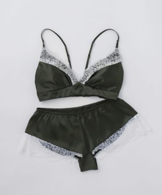 ＜Foo Tokyo＞７２５１【年明届】福袋８　シルクレースブラレット＆シルクレースショーツ（レディースＭサイズ・カーキ）【福袋】