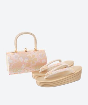 グラデーション 桜 花柄 和柄 振袖 着物 和装用バッグ 草履L 2点セット Amazon | [KIMONOMACHI] 振袖草履バッグセット 黒×白 亀甲に剣桜