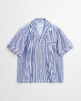 ＜Magniberg＞パジャマＷａｌｌ　ｓｔｒｅｅｔ　｜　ｓｈｏｒｔ　ｓｌｅｅｖｅｄ　ｓｈｉｒｔ　Ｂｌｕｅ　ｓｔｒｉｐｅｓ　ｏｎｅ　Ｏｘｆｏｒｄ