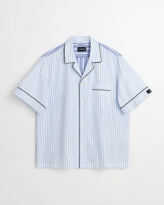 ＜Magniberg＞パジャマＷａｌｌ　ｓｔｒｅｅｔ　｜　ｓｈｏｒｔ　ｓｌｅｅｖｅｄ　ｓｈｉｒｔ　Ｂｌｕｅ　ｓｔｒｉｐｅｓ　ｔｗｏ　Ｏｘｆｏｒｄ