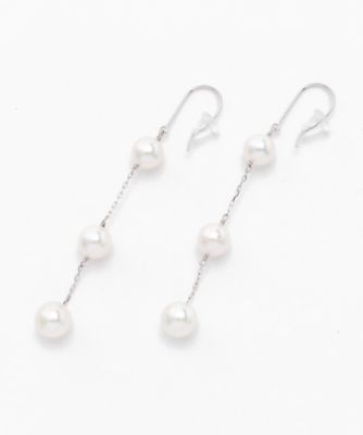 K18WG 6．5mm～7．0mmアコヤパールロングピアス  