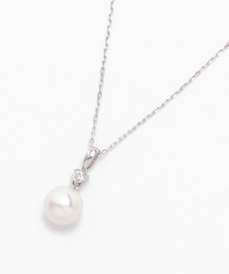 ＜三洋パール＞７．０ｍｍ玉　Ｋ１８ＷＧアコヤパールダイヤモンドペンダント（ｓａｎｙｏ　Ｋ１８ＷＧ　Ｐ６．０ｍｍＰＥＮＤＡＮＴ）　