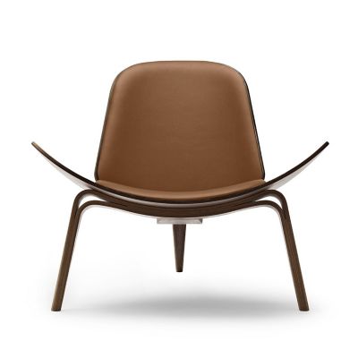 ＜三越伊勢丹/公式＞ CARL HANSEN＆SON/カール・ハンセン＆サン CH07 シェルチェア ウォルナットオイル ライトブラウンレザー ライトブラウンレザー ラウンジチェア【三越伊勢丹/公式】