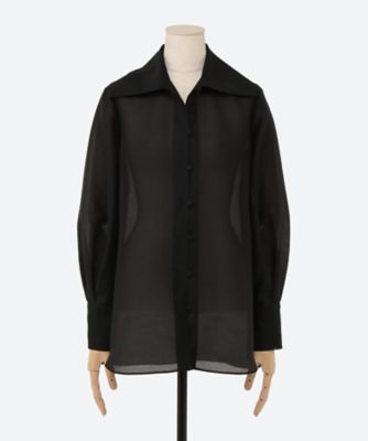 【美品】M・fil　エムフィルオーガンジーブラウス　ブラック　38 美品】M・fil エムフィルオーガンジーブラウス ブラック 38 （M